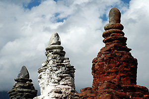 Drie stupas (Bumthang vallei)